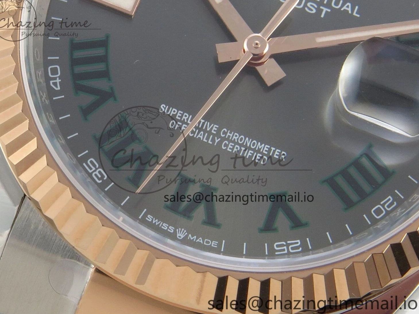 MiroTime 0407 DateJust 36 SS RG ARF 1:1 Best Edition 904L Steel Gray Dial Green Roman on Oyster Bracelet SH Affordable 73